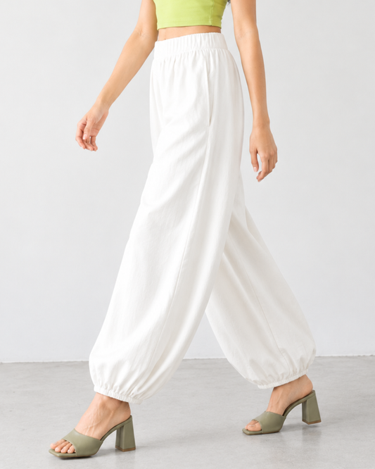 100% Linen Balloon Pants – Off-White