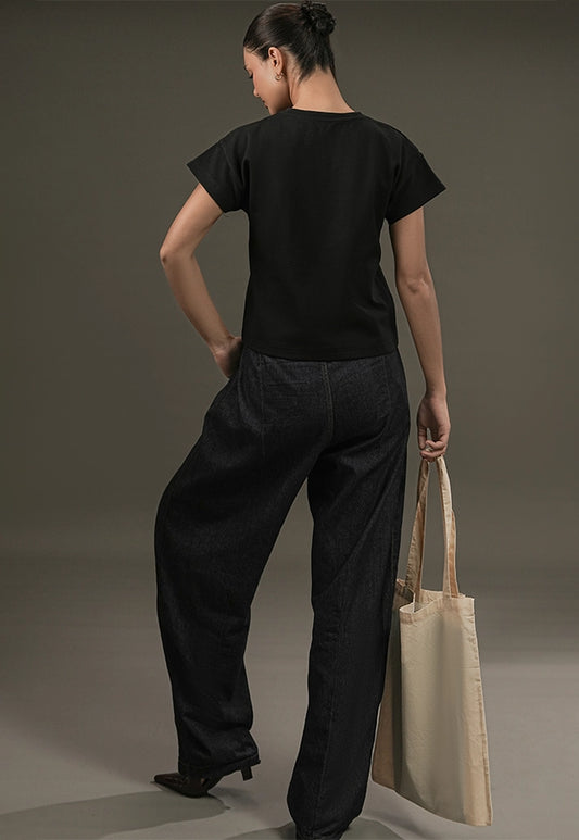 Botanical Cutwork Top – Black