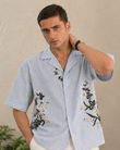 Hand Embroidered Resort Shirt – Ice Blue