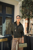Hand Embroidered Scenic Shirt – Olive Green